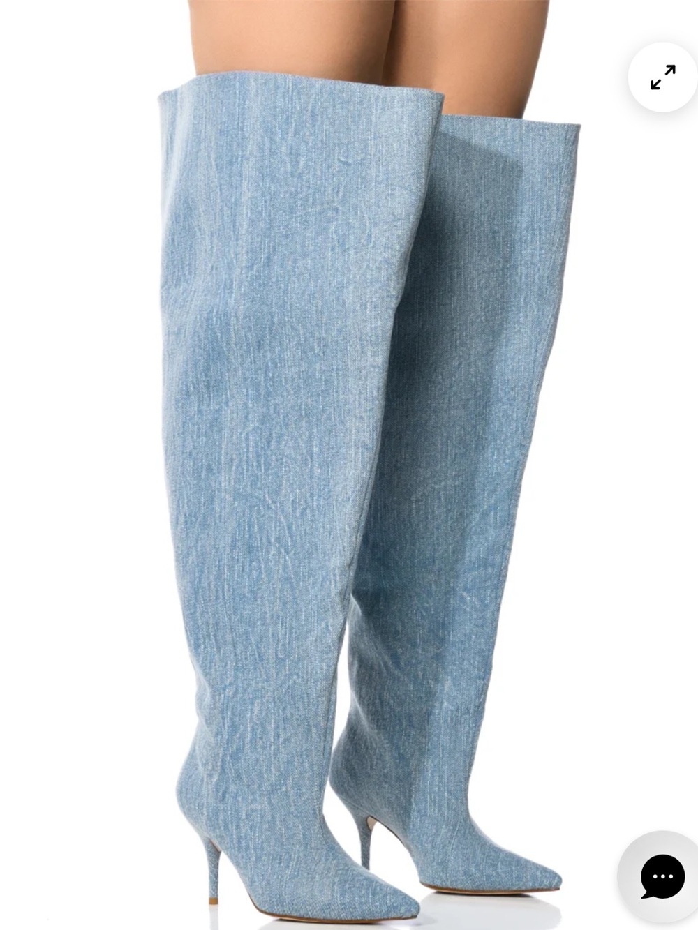 AZALEA WANG ‘Amby’ Bucket thigh high Boot In Denim 7.5  Like New